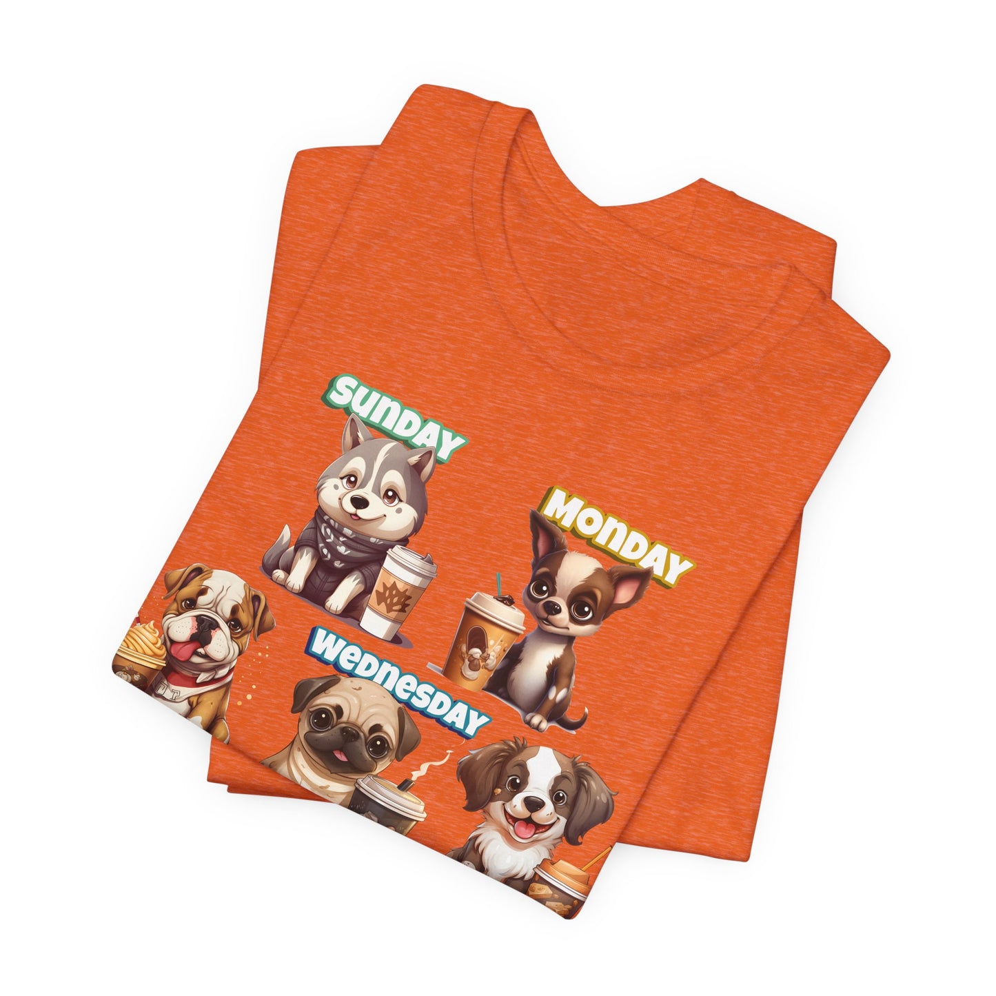 Cute Dog Themed Tee with Days of the Week, Pet Lover Gift, Animal Print Shirt, Fun Casual Wear, Dog Owner Apparel