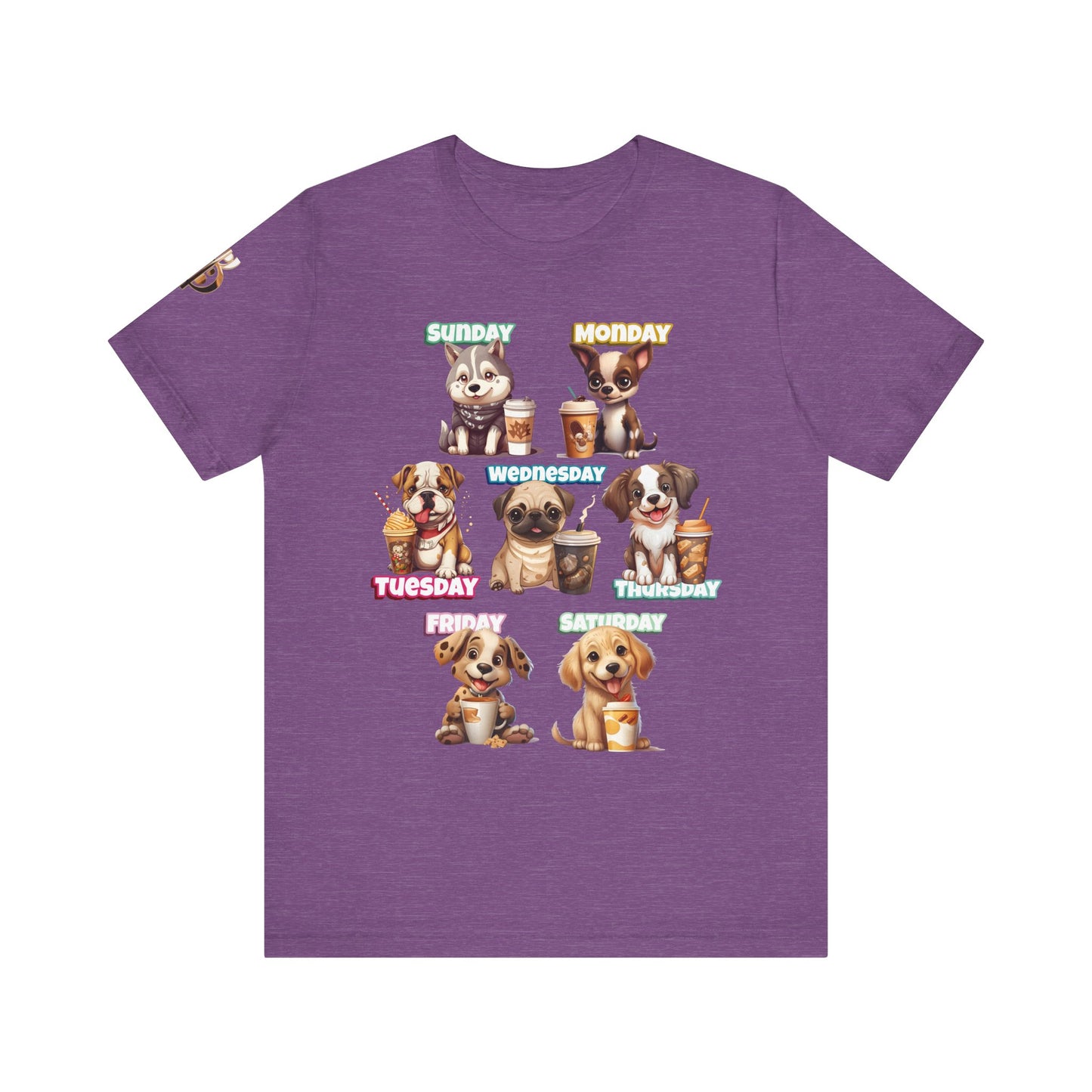 Cute Dog Themed Tee with Days of the Week, Pet Lover Gift, Animal Print Shirt, Fun Casual Wear, Dog Owner Apparel