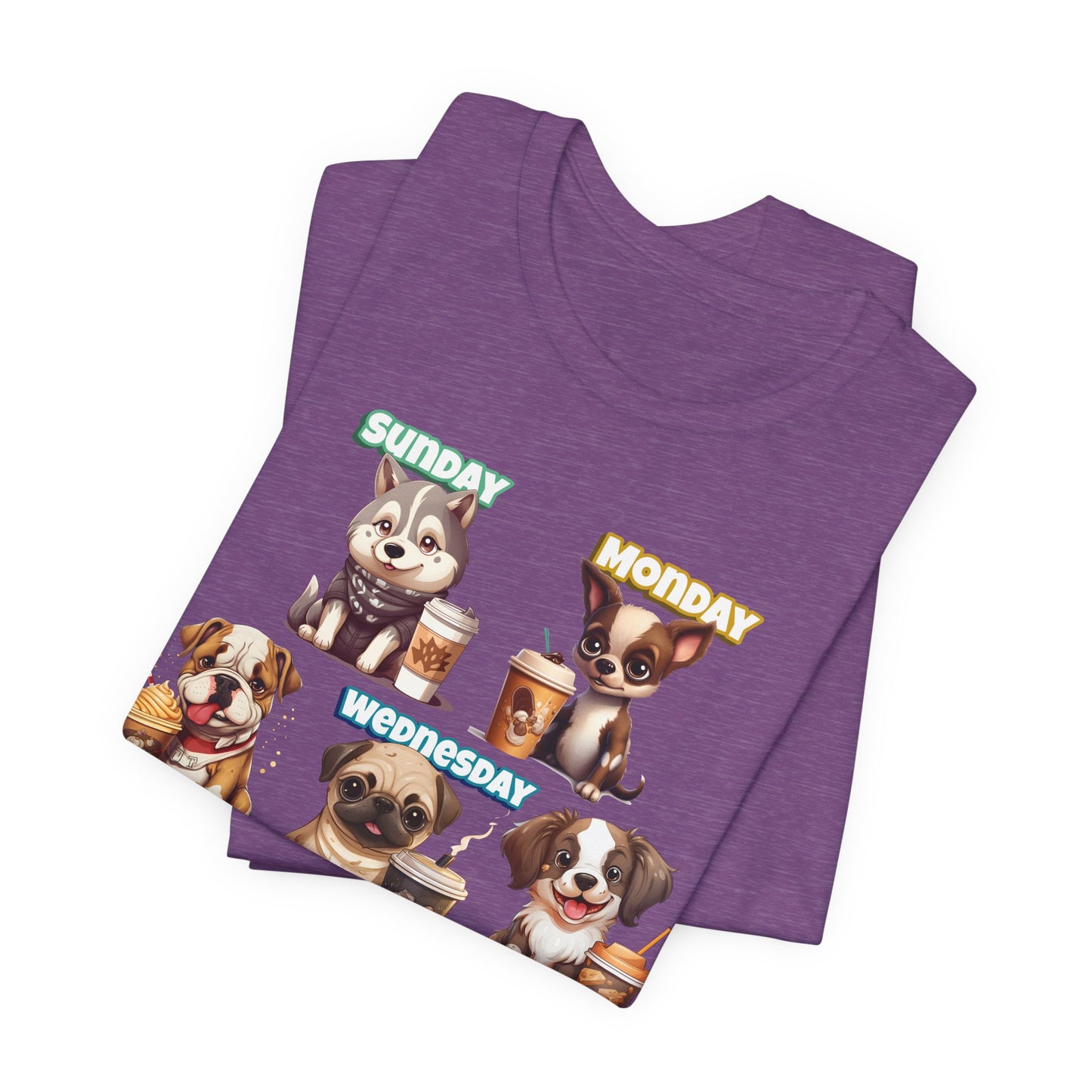 Cute Dog Themed Tee with Days of the Week, Pet Lover Gift, Animal Print Shirt, Fun Casual Wear, Dog Owner Apparel