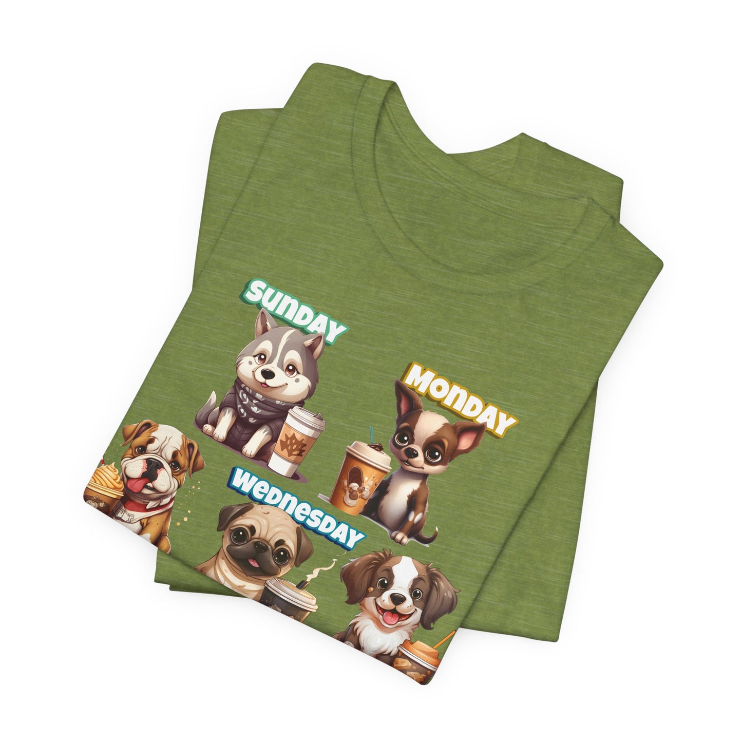 Cute Dog Themed Tee with Days of the Week, Pet Lover Gift, Animal Print Shirt, Fun Casual Wear, Dog Owner Apparel