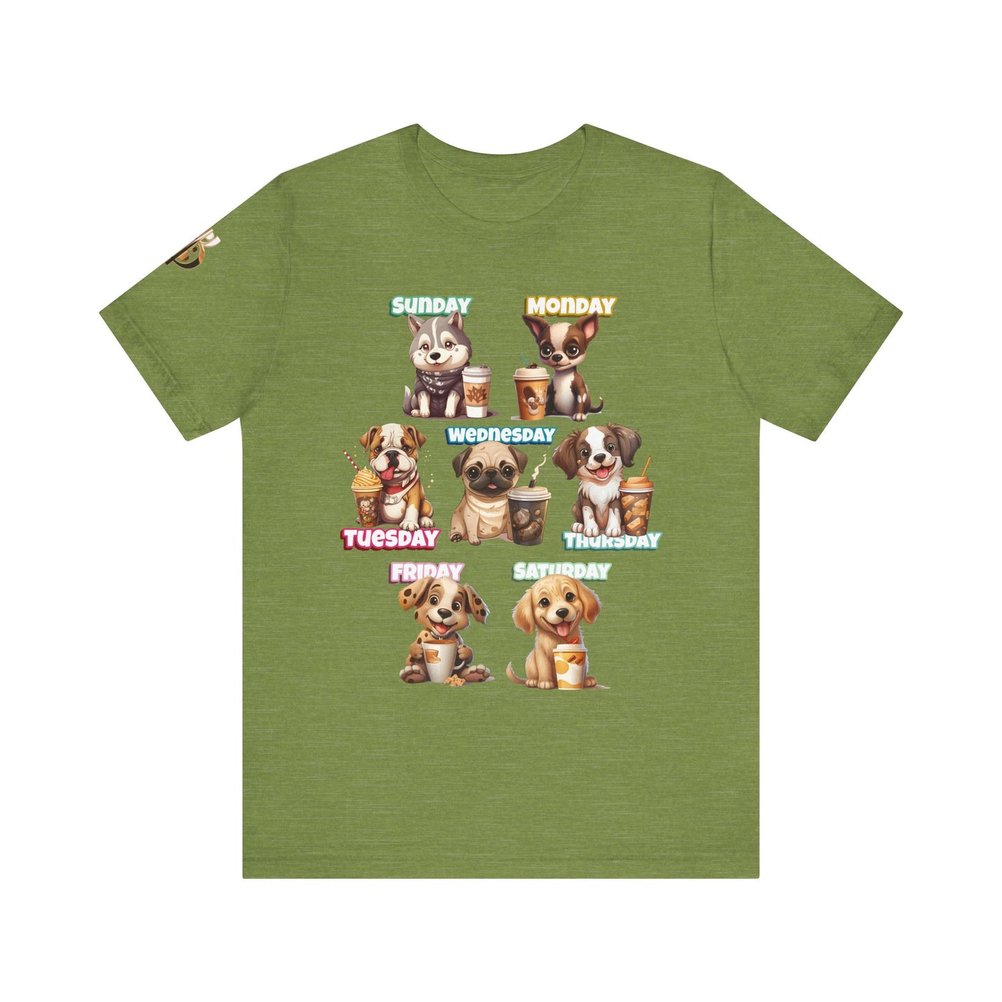 Cute Dog Themed Tee with Days of the Week, Pet Lover Gift, Animal Print Shirt, Fun Casual Wear, Dog Owner Apparel